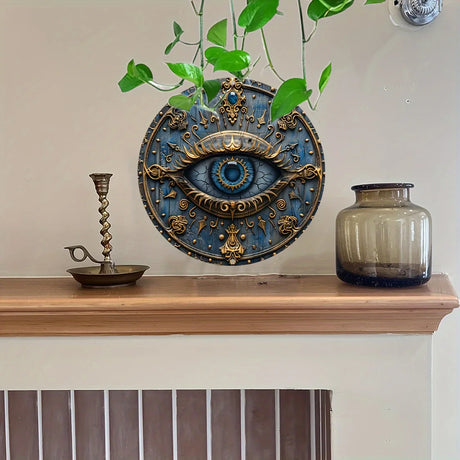 All-Seeing Eye Ancient Egyptian 2D Printed Circular Metal Decorative Sign