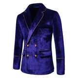 Plush Velvet Suit Two-piece Mens Party Suits Double Breasted Tuxedo Blazers & Pants