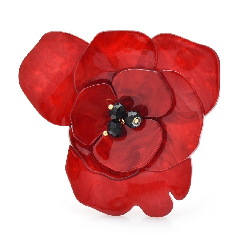 Red Poppy Acrylic Brooch