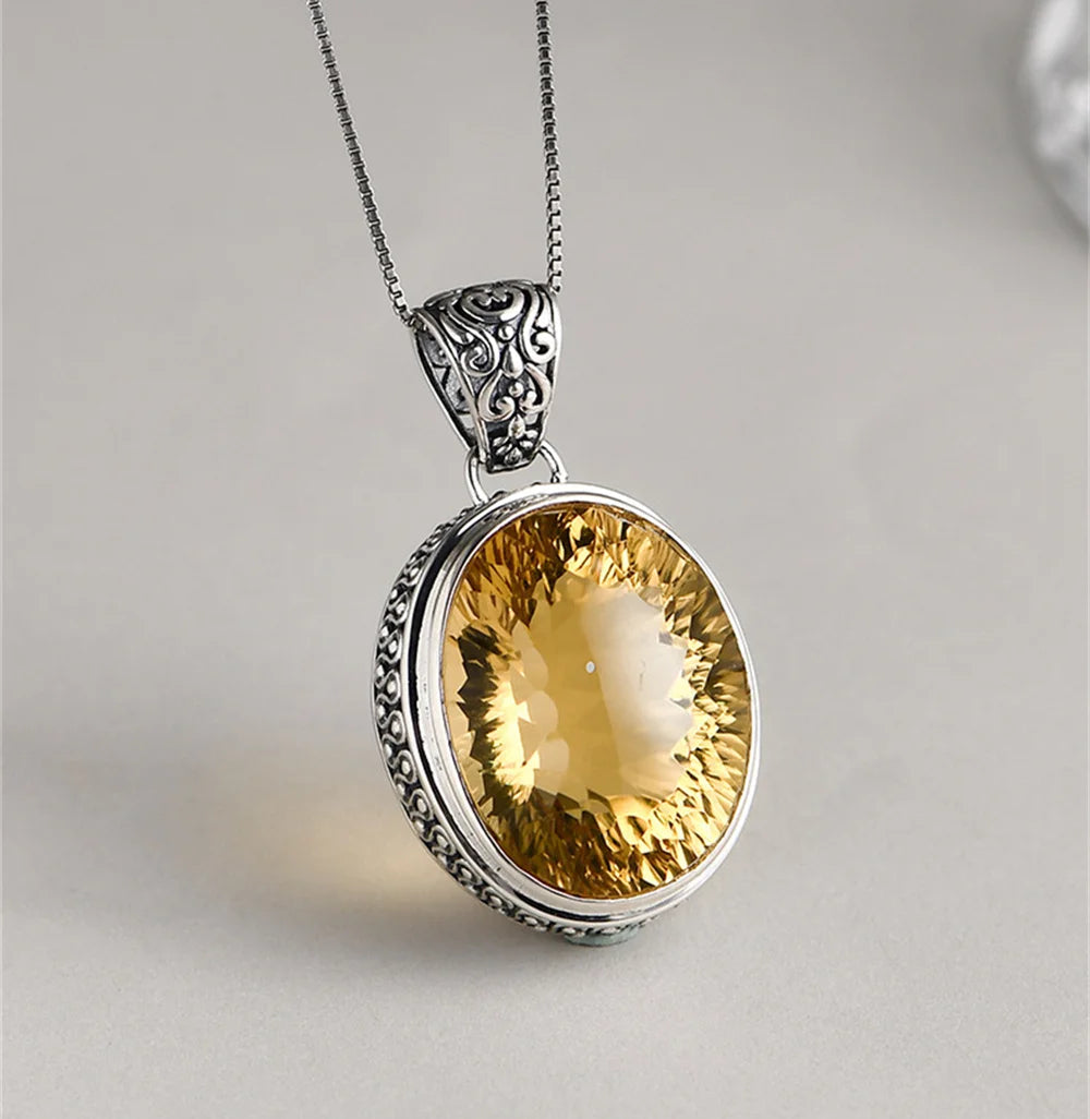 The Eye of Persuasion S925 Sterling Silver Pendant Natural Yellow Crystal