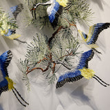 Woodland Blue Cranes Embroidered Shawl Bolero Capes