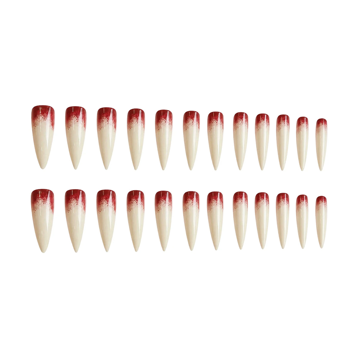 Halloween Blood Stained Bone Long Pointed Claw Press On Nails Acrylic 24pcs