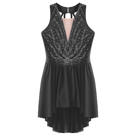 Girls Rhinestone Modern Contemporary Dance Ballet Dress Leotard Costume