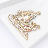 Enamel Christmas Tree Sleigh Brooches