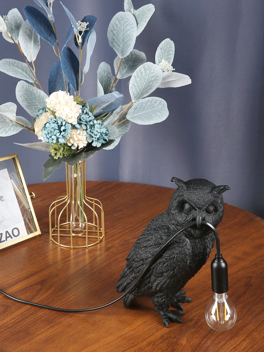 Owl Table Lamp Dark Academia Home Decor