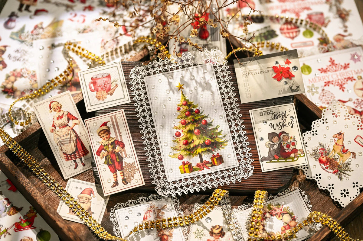 3 Sheet Large Christmas RUB ON Transfer Stickers Junk Journal DIY Scrapbooking Craft Stickers