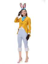 Women's Gentleman Rabbit Cosplay Costume Halloween Carnival Party Stage Performance Set With Bunny Ear Headwear Bow Tie Gloves