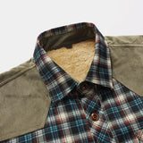 Woodsman Cotton Plaid Jacket Warm Winter Corduroy Patchwork Shirts Fleece Lined