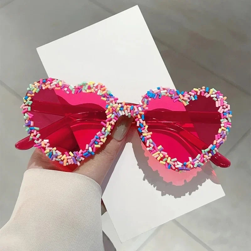 Doughnut Sprinkles Love Heart Sunglasses