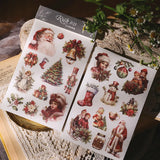 2 Sheet Vintage Christmas Snowman RUB ON Transfer Stickers Junk Journal DIY Scrapbooking