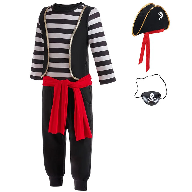 Pirate Halloween Boys Cosplay Costume Kids Role-playing Stage Play
