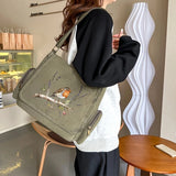 Woodland Sparrow Print Canvas Shoulder Bag Crossbody Messenger Bag