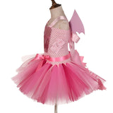 Girls Pink Dragon Halloween Costume with Ears and Tail
