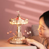 Swing Ride Music Box Amusement Park Series DIY 3D Wooden Model Kit Puzzle