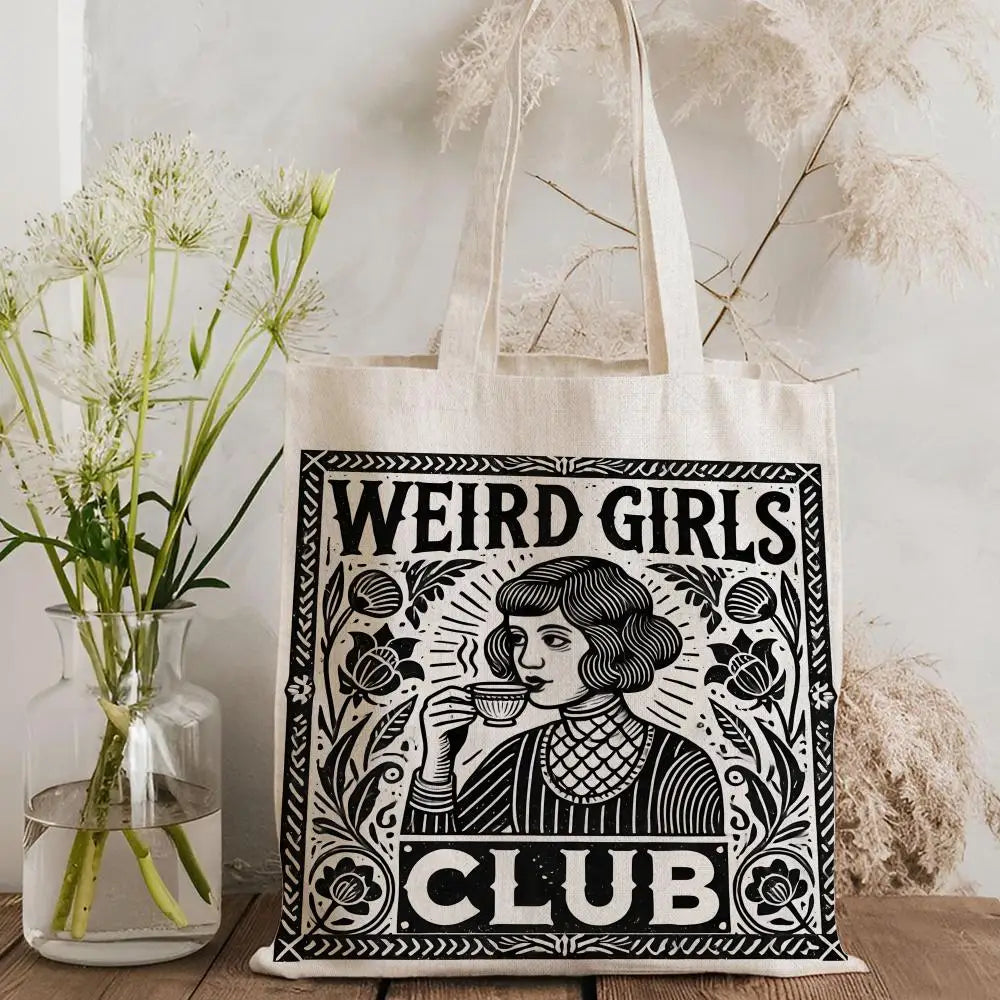 W-Weird G-Girls Club Storage Bags Double-Sided Print Canvas Tote Bag Large Capacity Shopping Bag