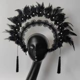 Black Feather Halo Crown Stage Performance Headpiece
