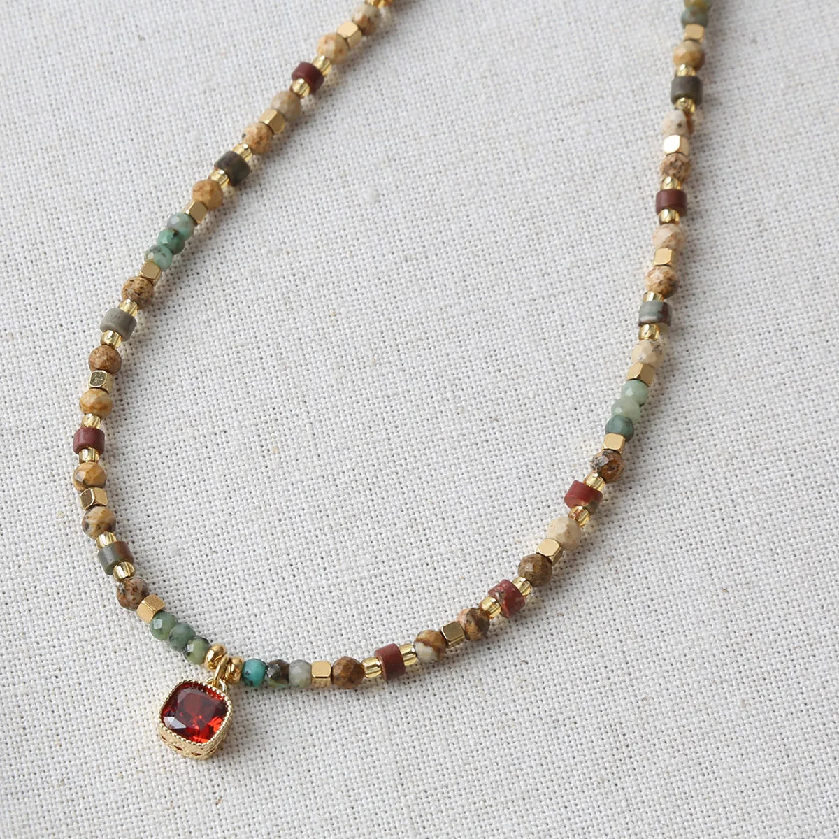 Bohemian Natural Stone Beads Necklace