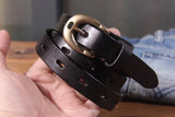 Maggy's Genuine Leather Women's Belt Pure Copper Button