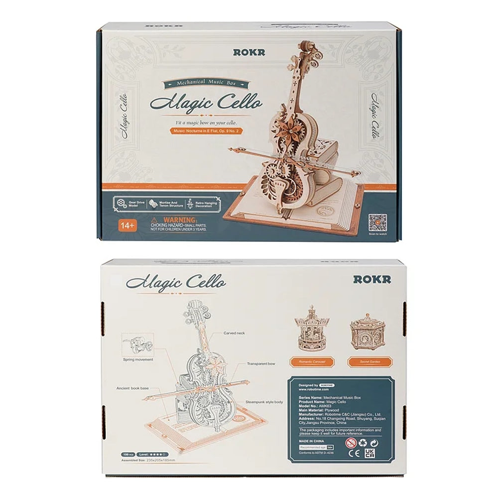 Magic Cello Music Box DIY Wooden Model Kit