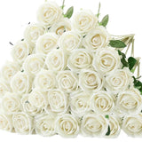 50 Pcs Velvet Roses Artificial Flowers Real Touch Fake Roses Valentine's DIY Wedding Bouquet Home Decor
