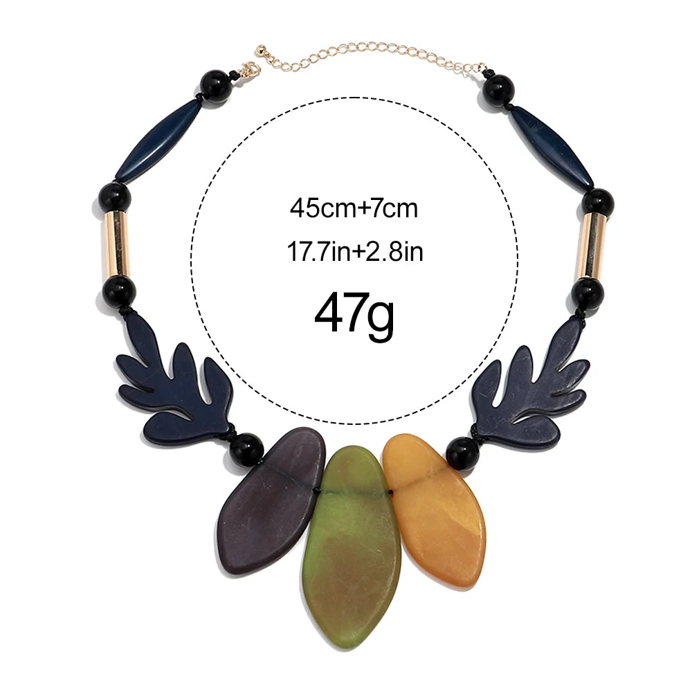 Resin Acrylic Leaf Pendant Necklace