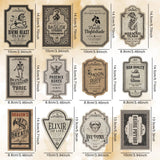 Gothic Style Potion Stickers 12pcs Apothecary Bottle Labels