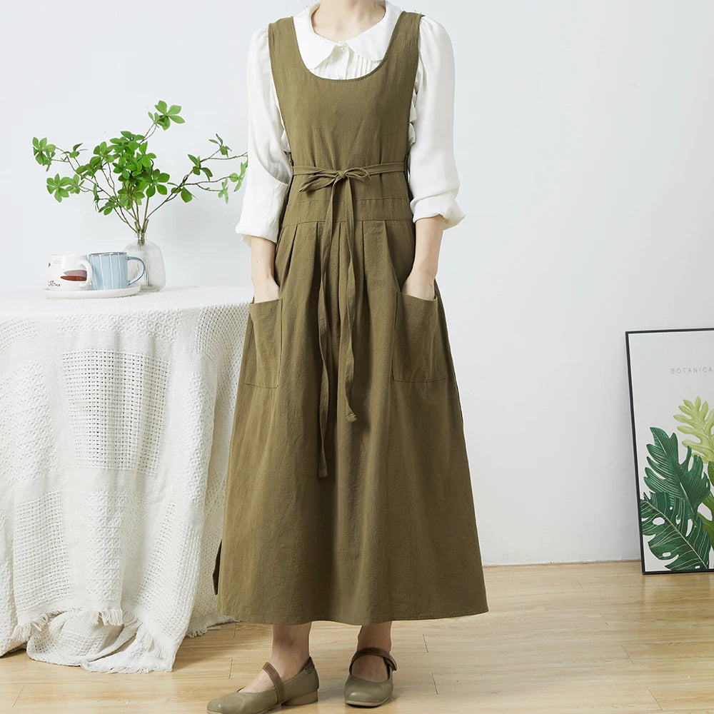 Martha's Washed Cotton Aprons Florist Gardening Coffee Shops Kitchen Pinafore Aprons