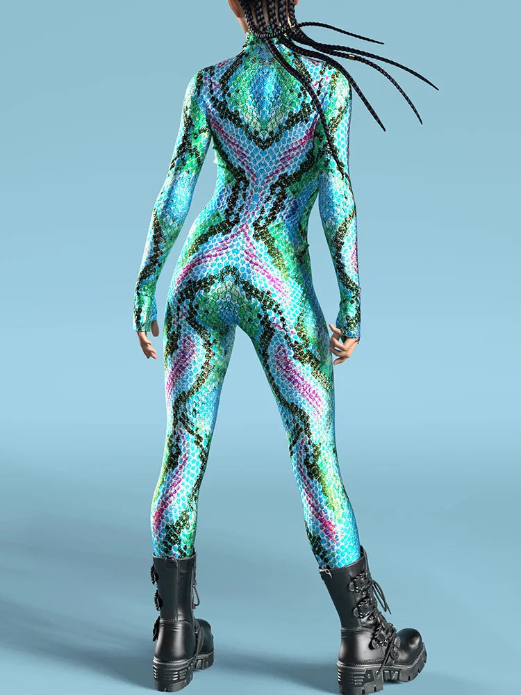 Snake Zentai Suit Women's Jumpsuit Festival Bodysuit Halloween Costume Rave Outfit Cosplay