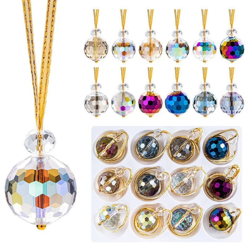 Set of Twelve K9 Crystal Prism Ball Christmas Tree  Ornaments