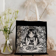 W-Weird G-Girls Club Storage Bags Double-Sided Print Canvas Tote Bag Large Capacity Shopping Bag