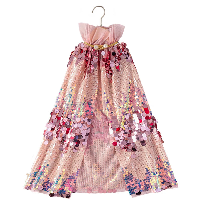 Shiny Rainbow Sequin Cloak Halloween Children's Dress Up Cape