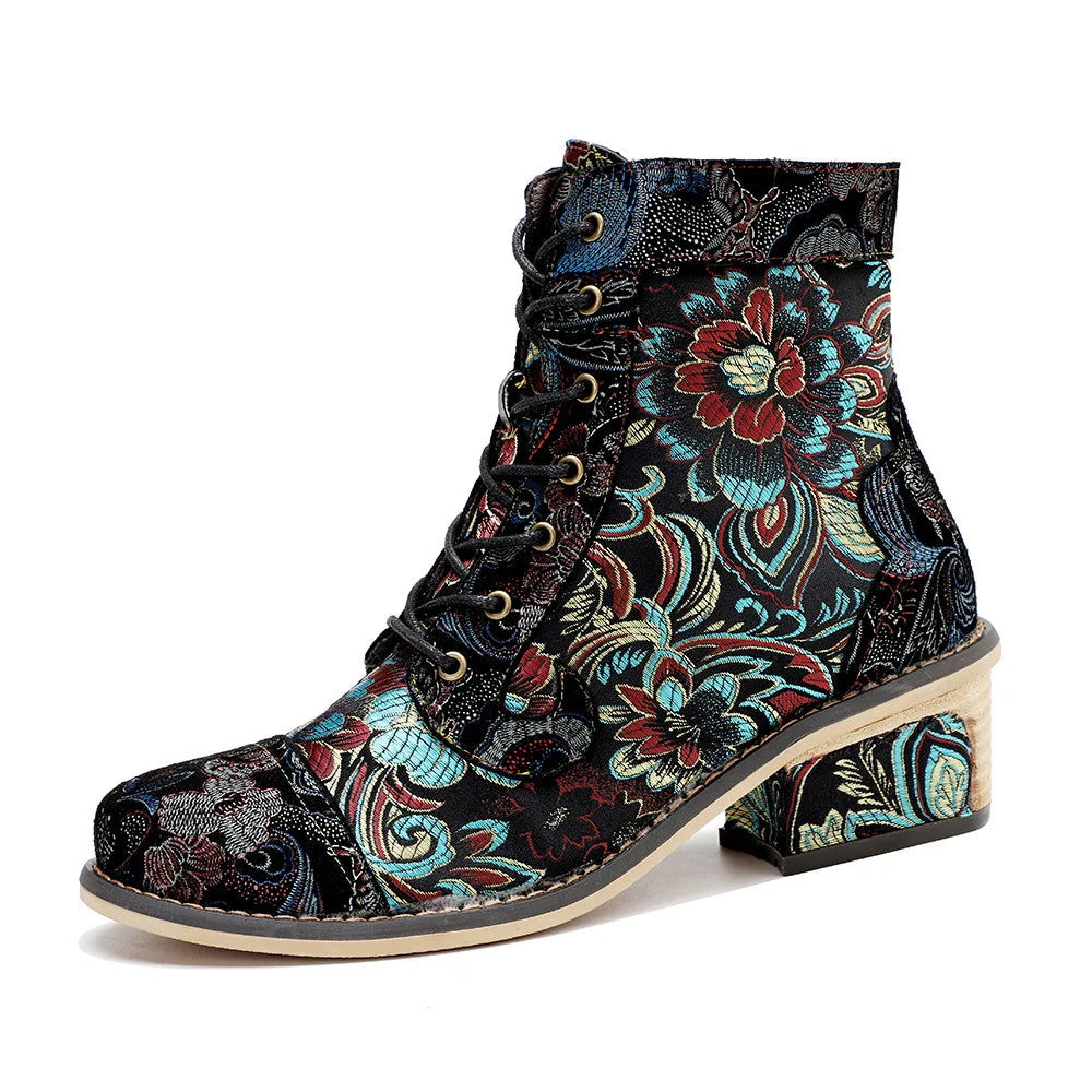 Mai's Embroidered Casual Short Boots Shoes