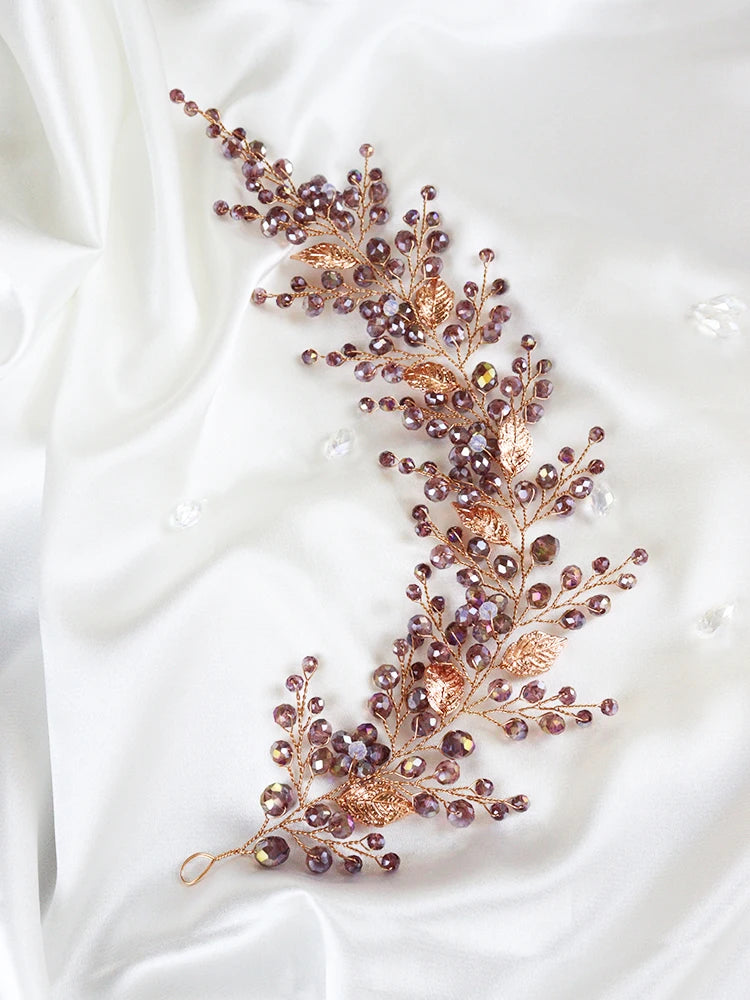 Purple Crystal Bridal Headdress Hair Accessories