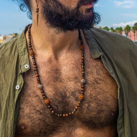 Bohemian Vintage Style Men's Wooden Bead Necklace