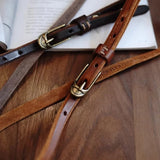 Shallee's Genuine Leather Women's Belt Pure Copper Button Western Cowboy Style
