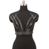 Faux Leather Body Cage Harness Tops