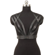 Faux Leather Body Cage Harness Tops