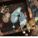 Butterfly Flowers Metal Tassel Bookmarks