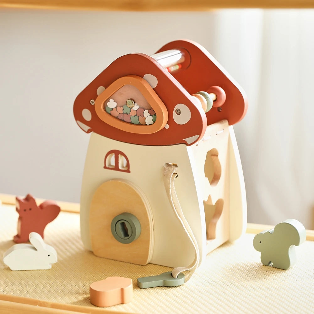 Mushroom Busy Box Baby Montessori Musical Wooden Toys Educational Percussion Toys