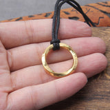 Viking Runes Stainless Steel Pendant Necklace with Wooden Box