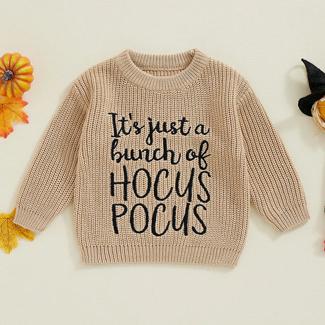 It's Just A Bunch Of Hocus Pocus Kids Baby Girls Boys Knit Sweater Embroidered Pullover 0-3T
