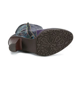 Purple Embossed Dragonfly Genuine Leather Long Boots