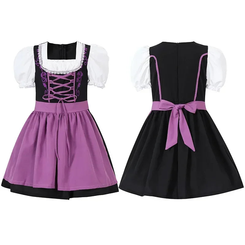Girls German Dirndl Dress Oktoberfest Costume Witch Cosplay Costume