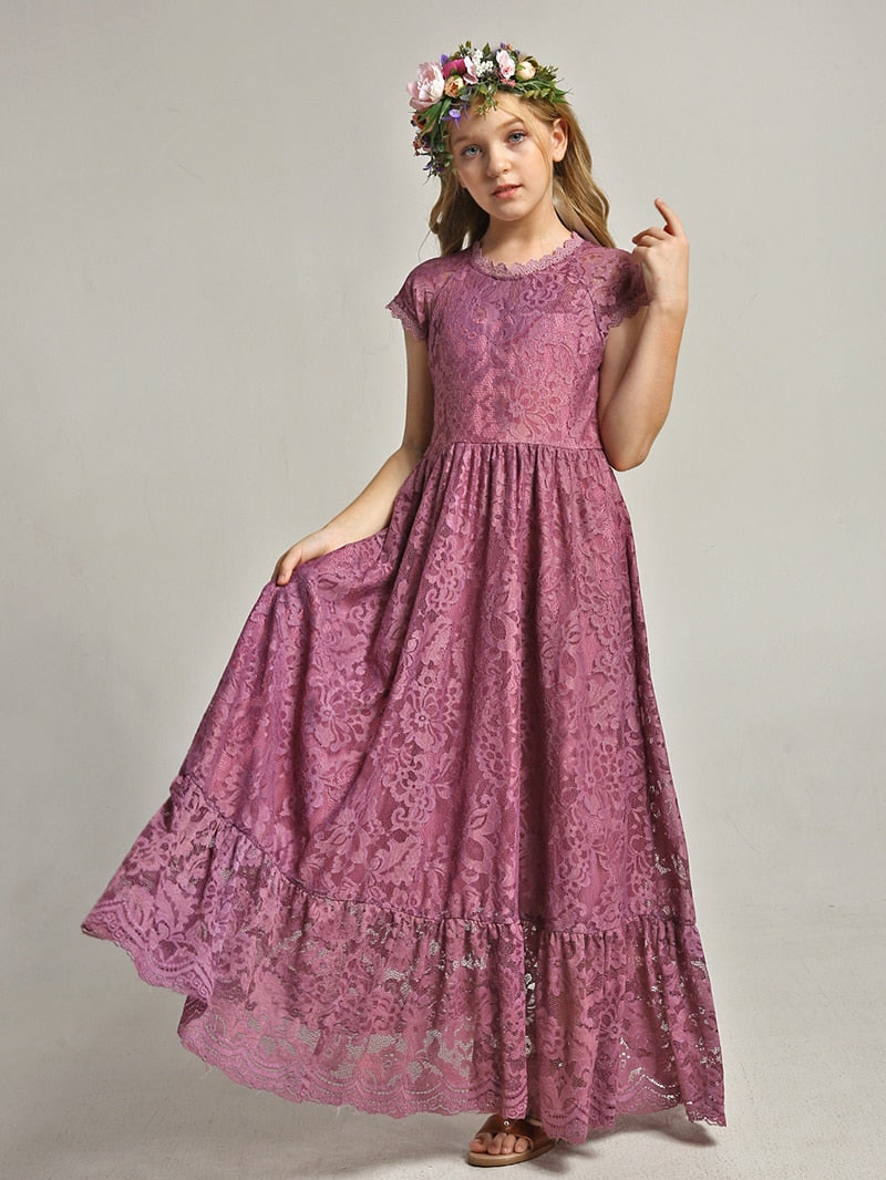 Girls Lace Bohemian Long Photoshoot Dresses