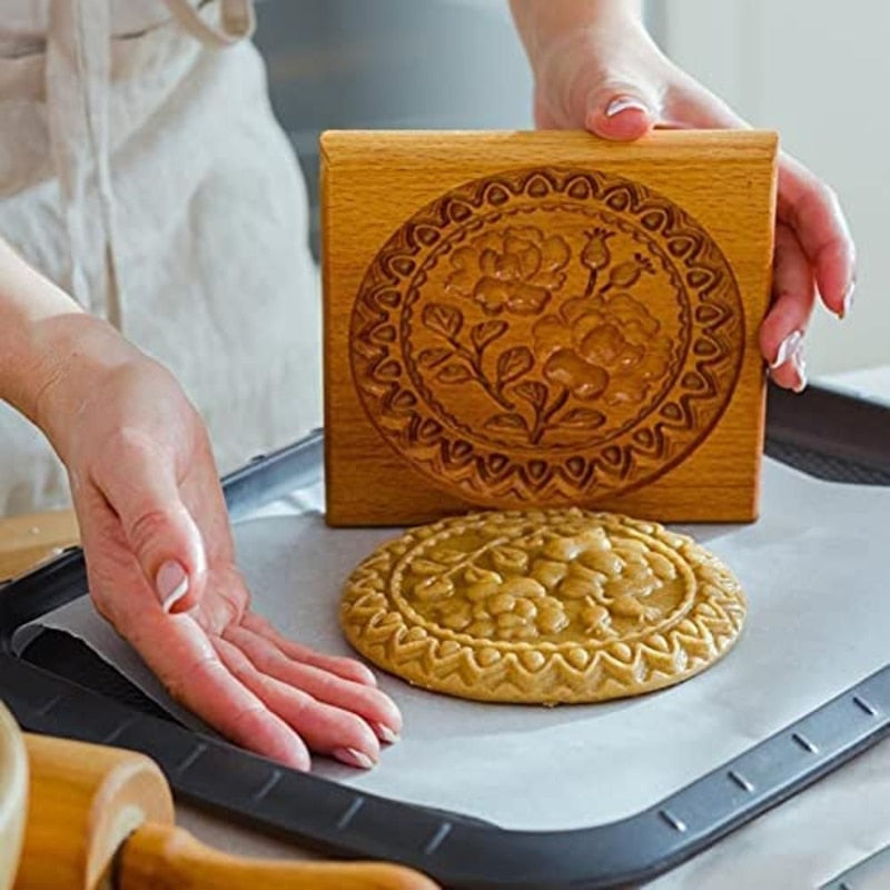 Wooden Shortbread Mould Cookie or Clay Embossing Moulds