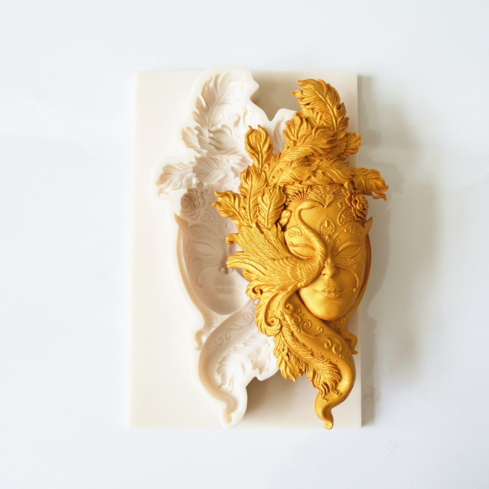 Silicone Mould Feather Mask Decoration DIY Tools For Baking Clay Resin Plaster Moulds