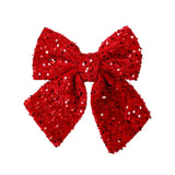 Sparkling Christmas Bow with Ribbon Christmas Tree Bowknot Flocked Wreath Xmas Decorations