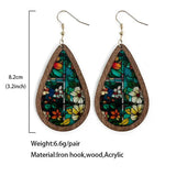 Stained Glass Window Earrings Wood Acrylic Bright Colourful