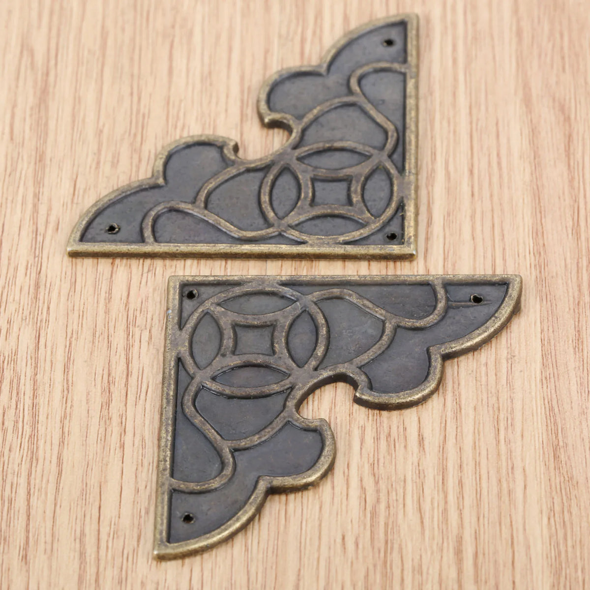 Two Decorative Metal Box Corners 54mm Furniture Jewellery