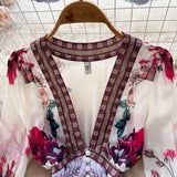 Mandy's Spring Boho Floral Chiffon Cascading Ruffles Dress